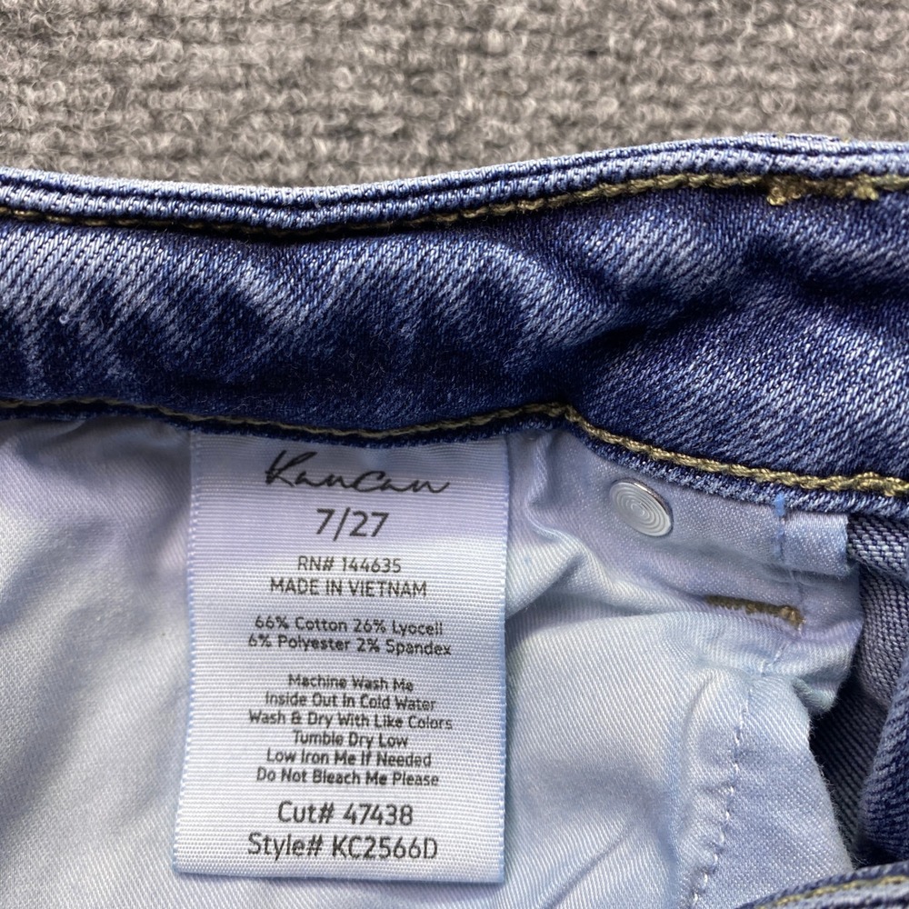 KanCan Womens High Rise Flare Jeans Blue Front Seam‎ Raw Hem KC2566D Size 7/27 - Picture 7 of 9